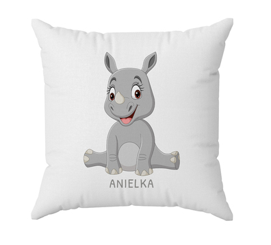 Poduszka personalizowana dla dzicek z imieniem - Nosorożec