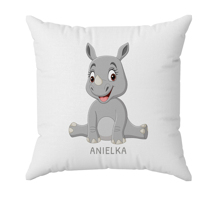 Poduszka personalizowana dla dzicek z imieniem - Nosorożec (1)