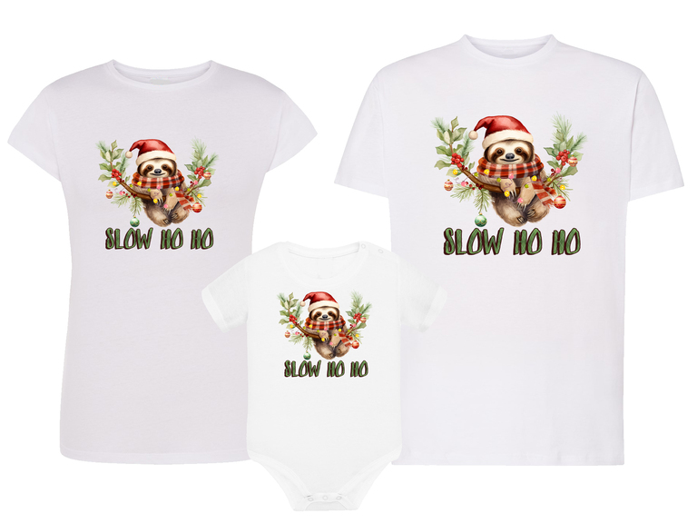 Zestaw świąteczny 2 x koszulka + body Slow ho ho  (1)