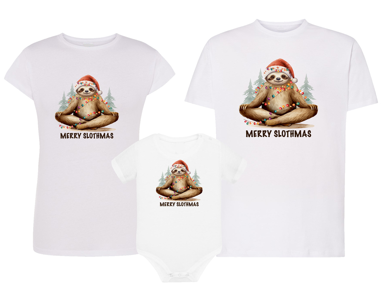 Zestaw świąteczny 2 x koszulka + body Merry Slothmas (1)