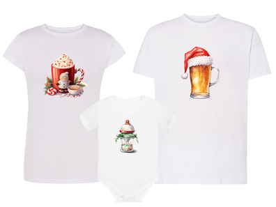 Zestaw świąteczny 2 x koszulka + body Piwo, Kawa, Mleko